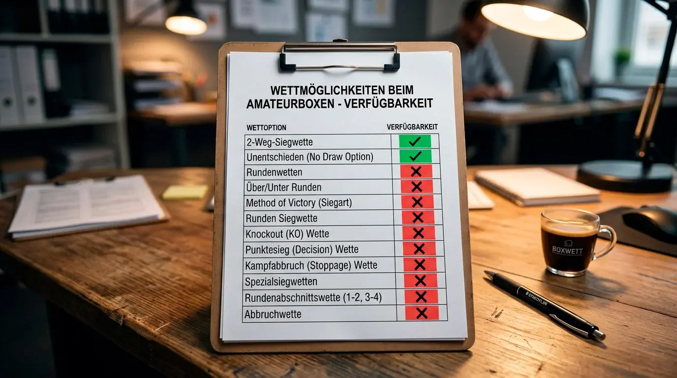 Verfügbare und nicht verfügbare Wettarten bei Amateurboxen im Vergleich zum Profiboxen