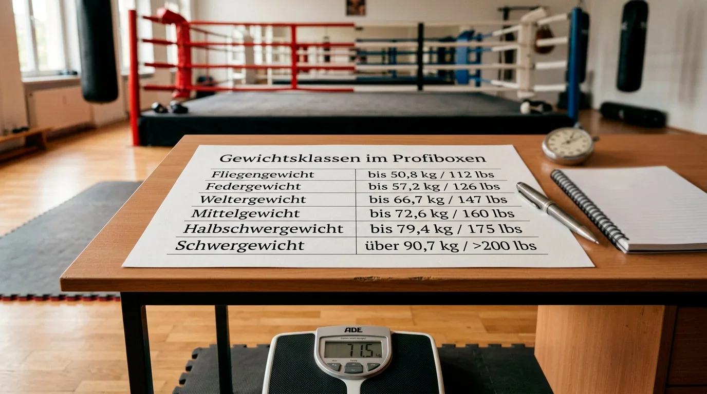 Übersicht der Boxen Gewichtsklassen vom Schwergewicht bis Minimumgewicht mit Wettrelevanz