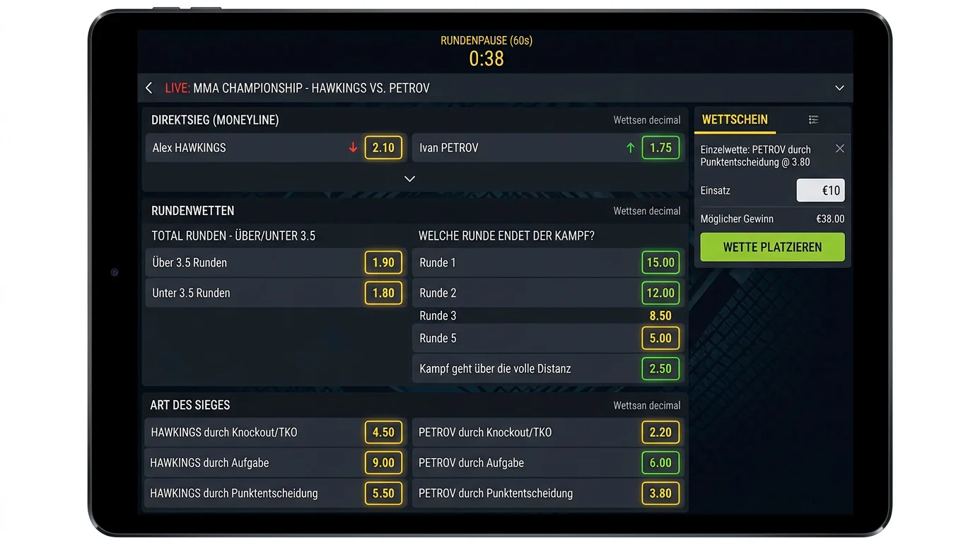 Live-Wettmärkte zwischen Boxrunden – verfügbare In-Play-Märkte und Quotenbewegungen in der Rundenpause