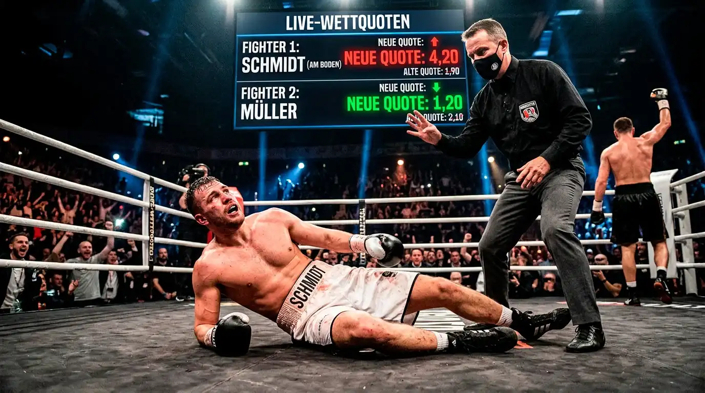 Quotenreaktion nach einem Knockdown beim Boxen – wie Buchmacher die Live-Quoten nach einem Niederschlag sofort anpassen