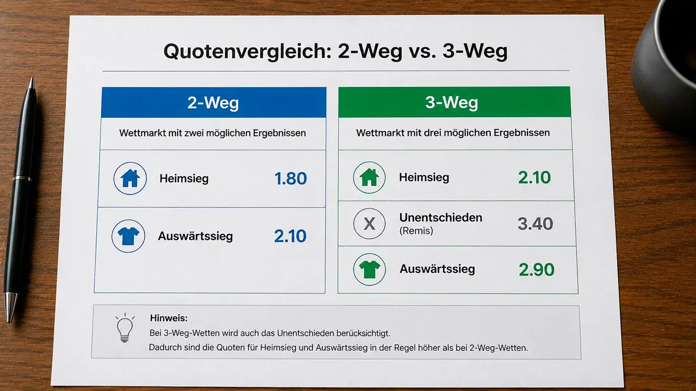 Vergleich 2-Weg und 3-Weg Siegwette Moneyline beim Boxen mit Quotenstruktur