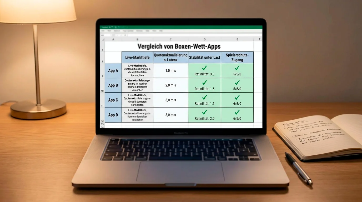 Vier Vergleichskriterien für Boxen Wetten Apps in der Praxis: Live-Markttiefe, Latenz, Stabilität und Spielerschutz