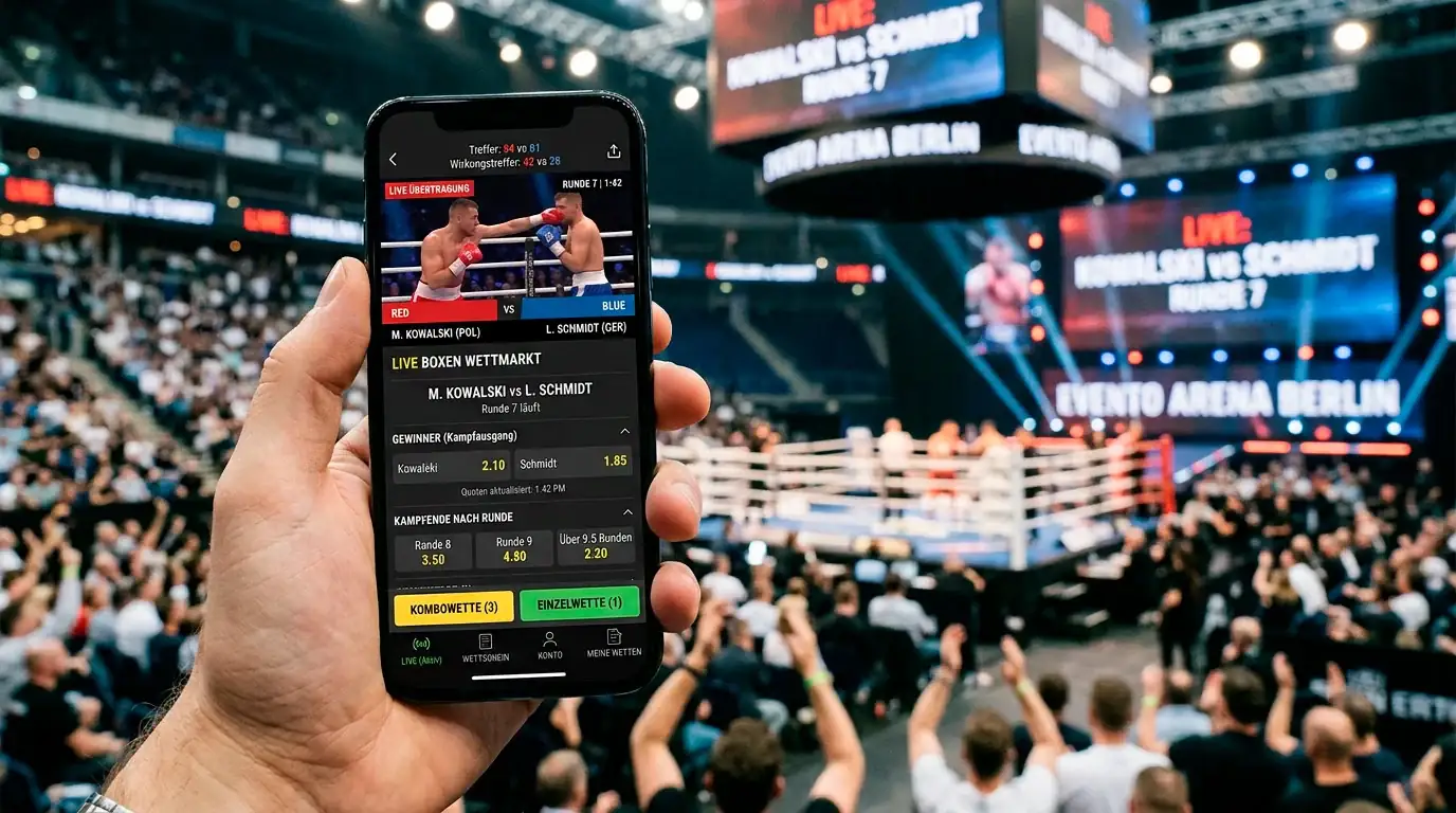 Boxen Wetten App: Sportwetter nutzt mobile Plattform für Live-Boxkampfwetten auf dem Smartphone