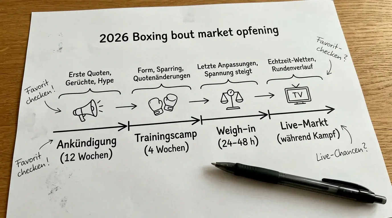 Frühmärkte bei Boxkämpfen 2026: wann Buchmacher die Märkte öffnen und wie Sportwetter davon profitieren
