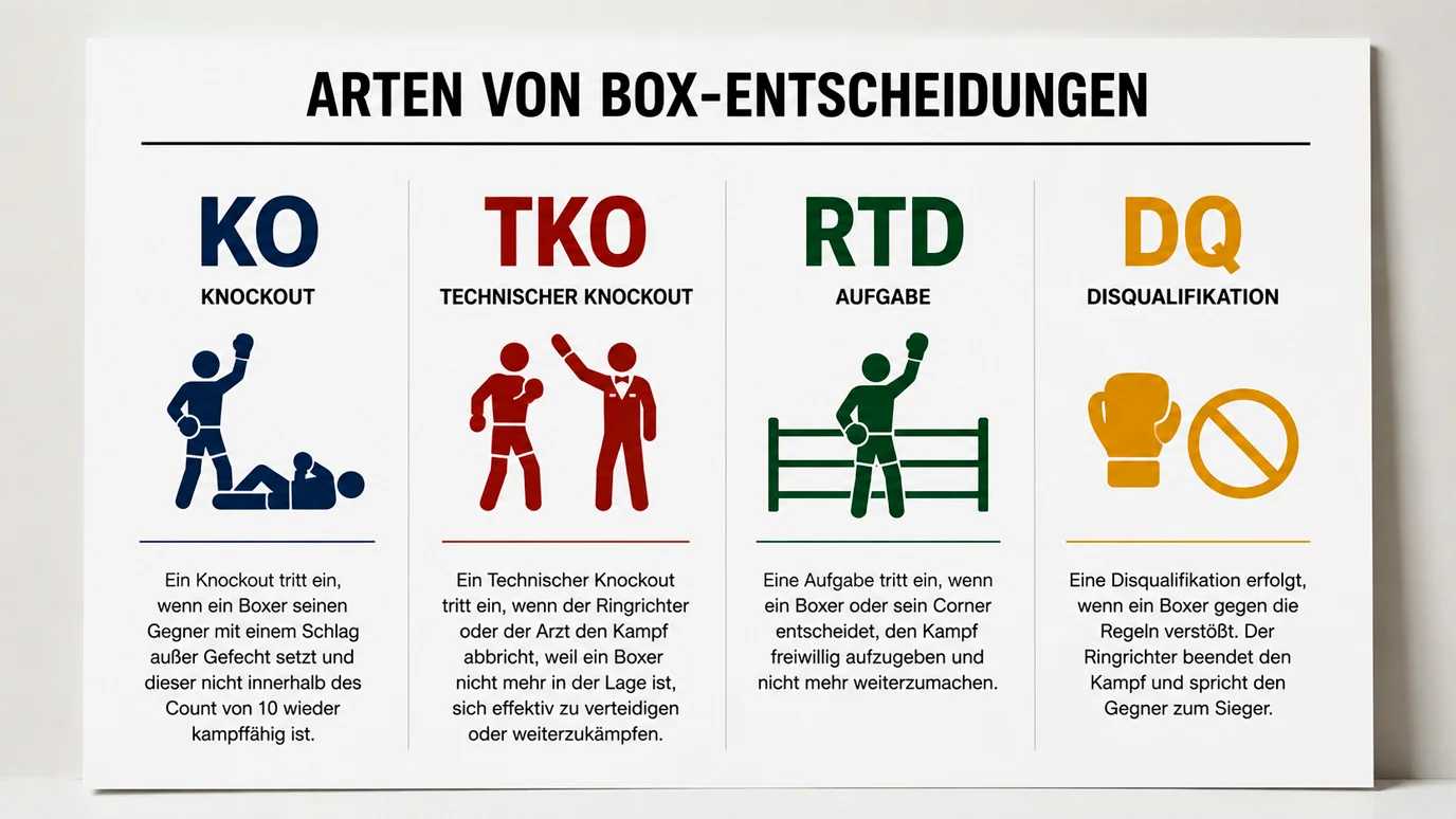 KO TKO RTD DQ Definitionen beim Boxen für Wettende erklärt