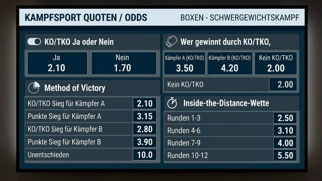 KO Wettmärkte Übersicht Boxen KO TKO Method of Victory Inside Distance