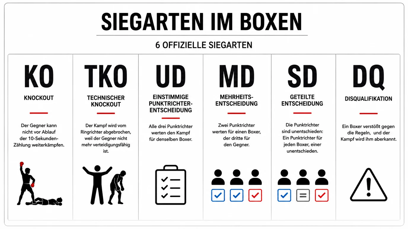 Method of Victory Ausgänge Übersicht Boxen KO TKO UD MD SD DQ Wettmarkt