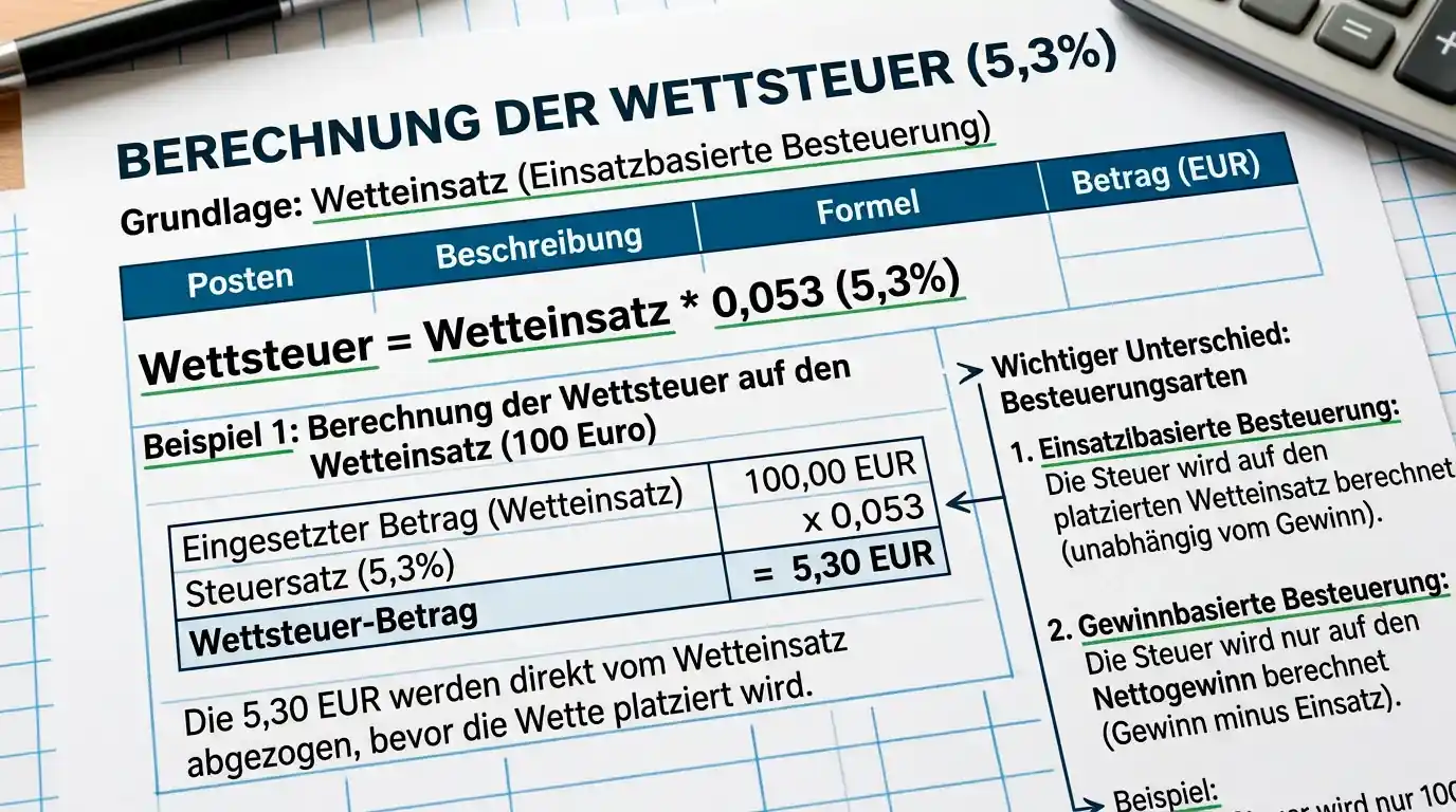 Wettsteuer auf den Einsatz beim Boxwetten – Berechnung und Unterschied zur gewinnbasierten Steuer
